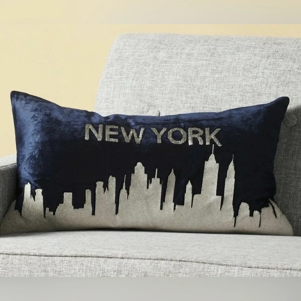 Callisto Home New York Beaded Calf Hair Accent Pillow